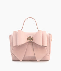 Blush Pink Bow Leatherette Handbag