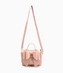 Blush Pink Bow Leatherette Handbag