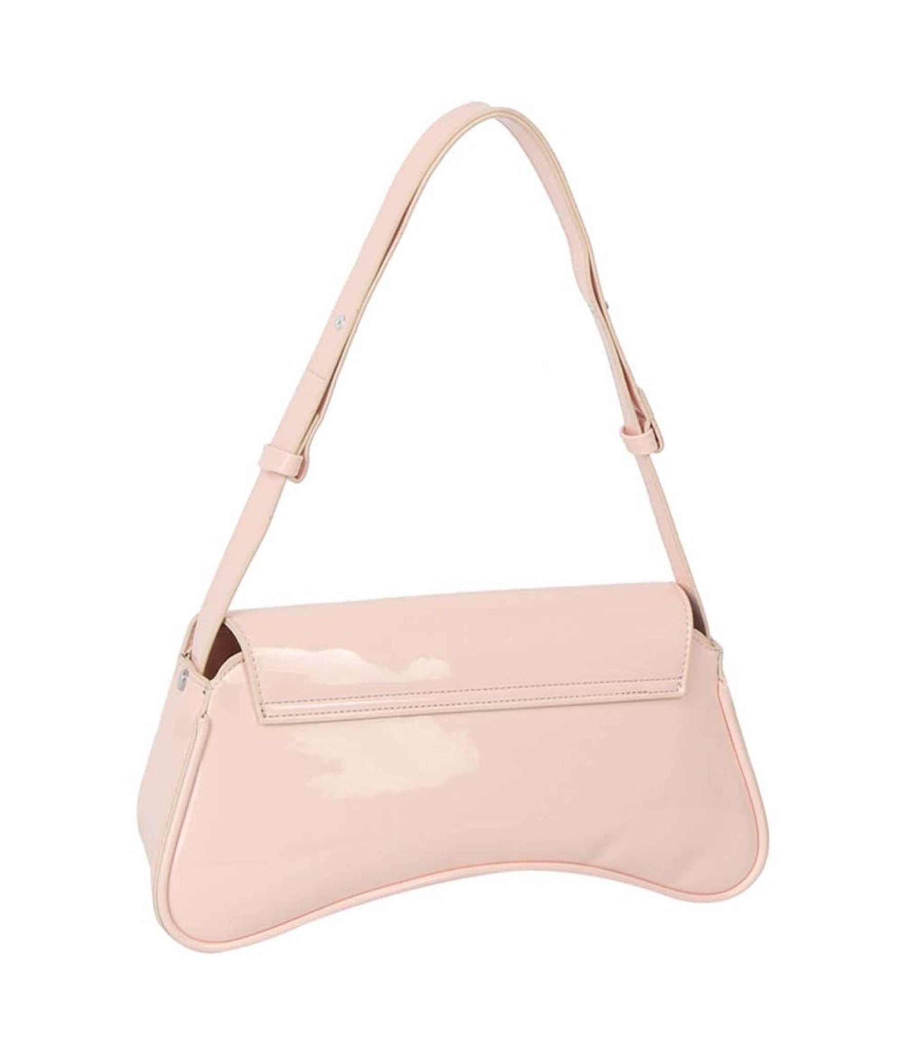 Blush Pink Leatherette Curved Silhouette Bag