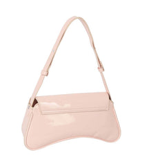 Blush Pink Leatherette Curved Silhouette Bag