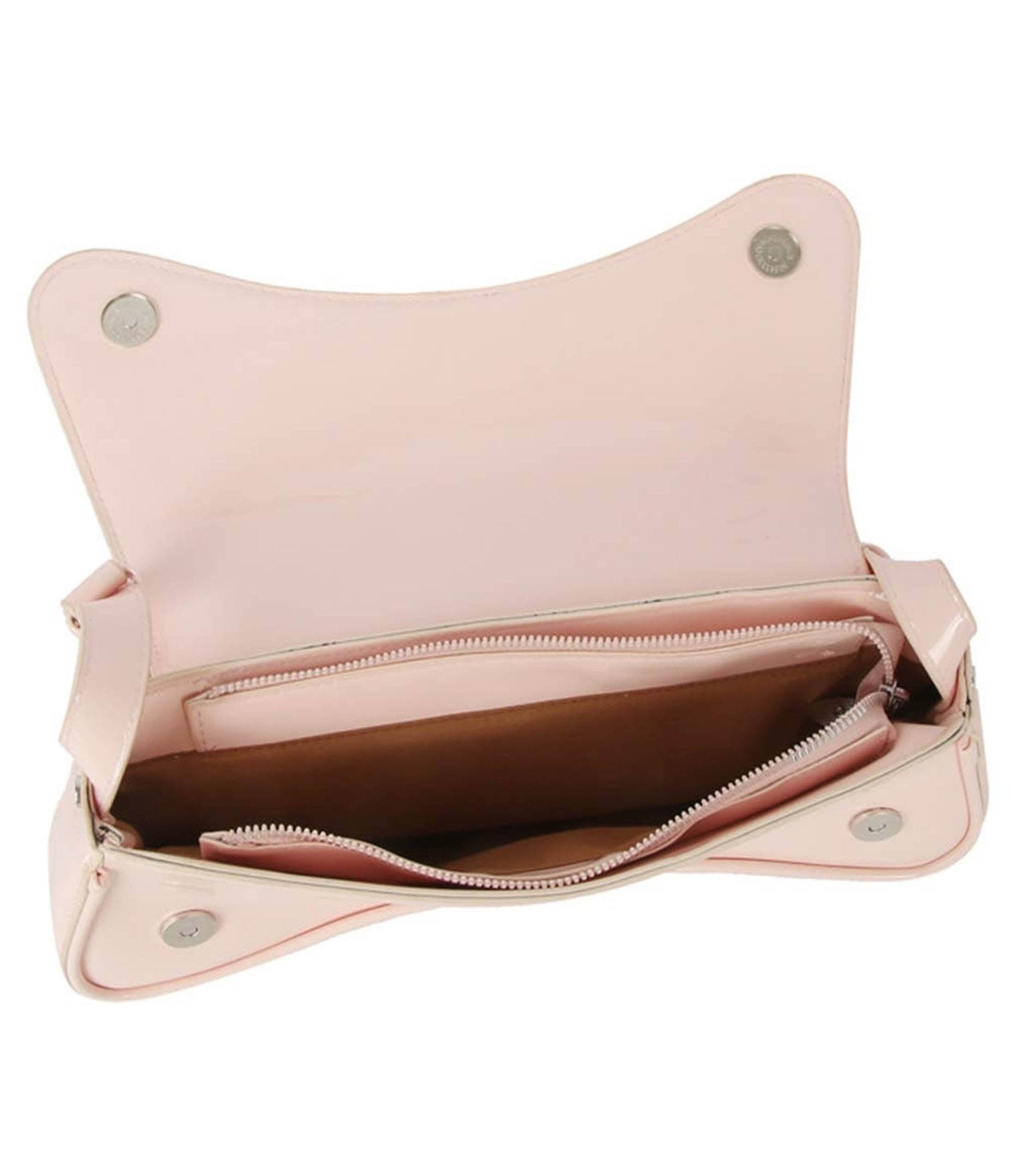 Blush Pink Leatherette Curved Silhouette Bag