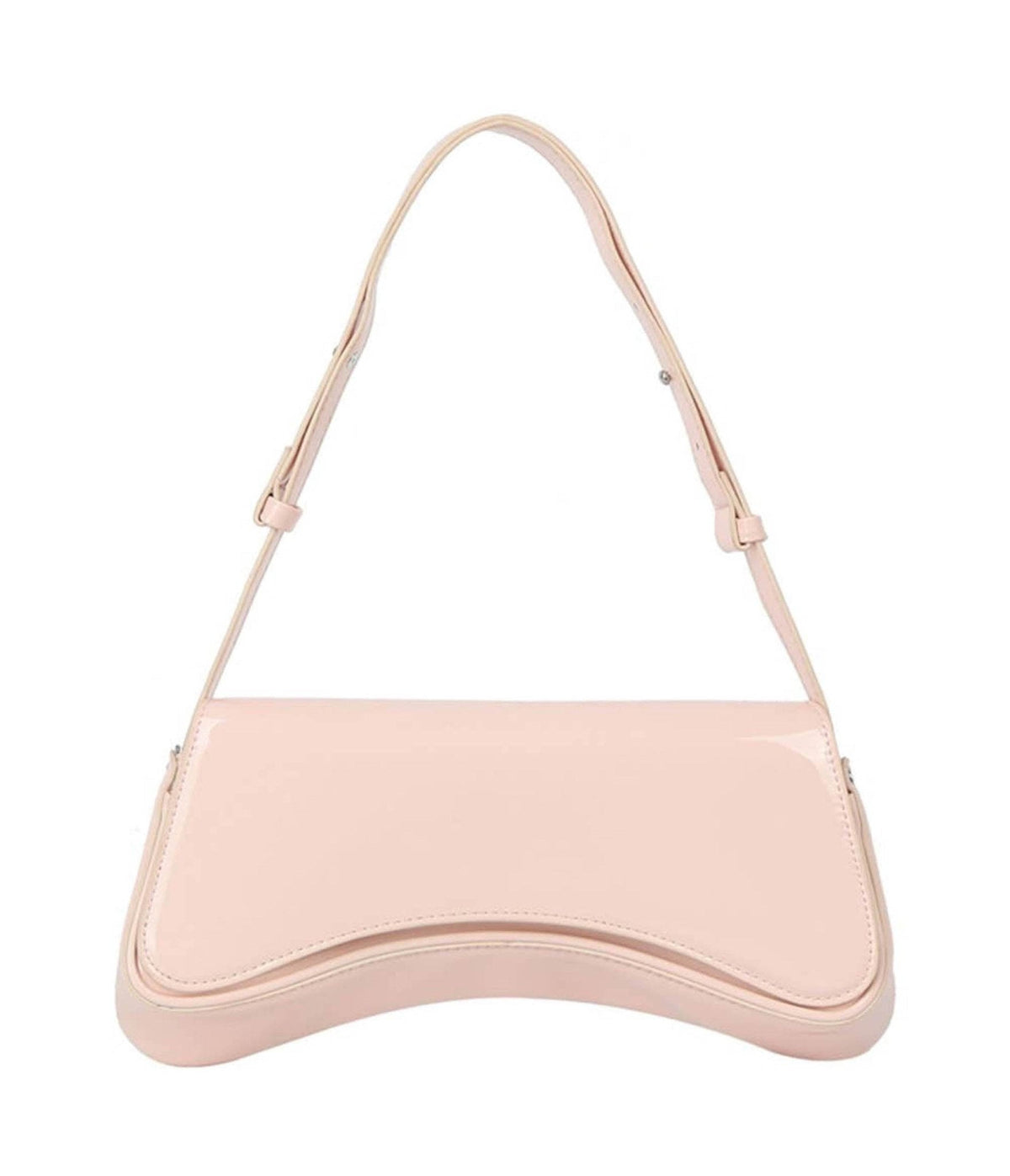 Blush Pink Leatherette Curved Silhouette Bag
