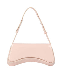 Blush Pink Leatherette Curved Silhouette Bag