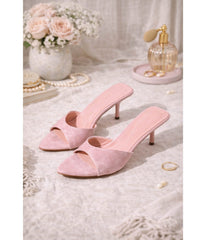 Blush Pink Suede Kitten Heels