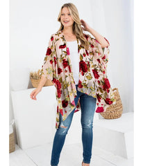 Blush Rose Print Kimono