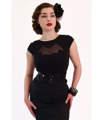Bonsai Kitten Black Bat Cutout Top