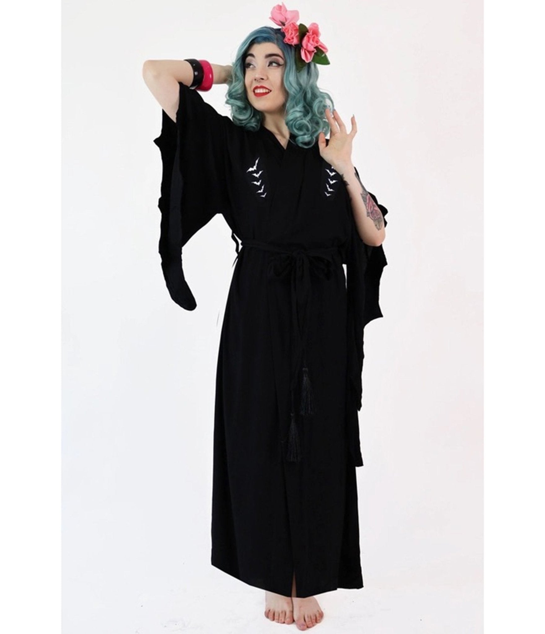 Bonsai Kitten Black Bat Kimono