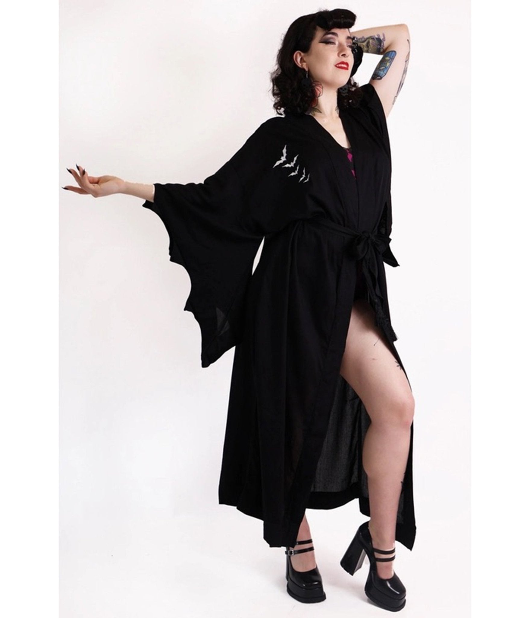Bonsai Kitten Black Bat Kimono