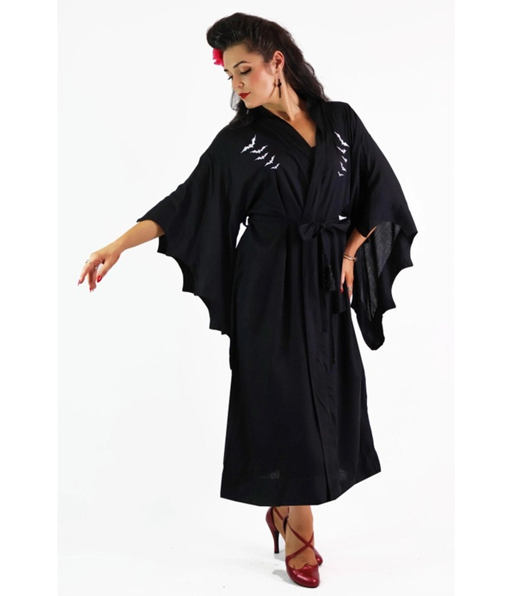 Bonsai Kitten Black Bat Kimono