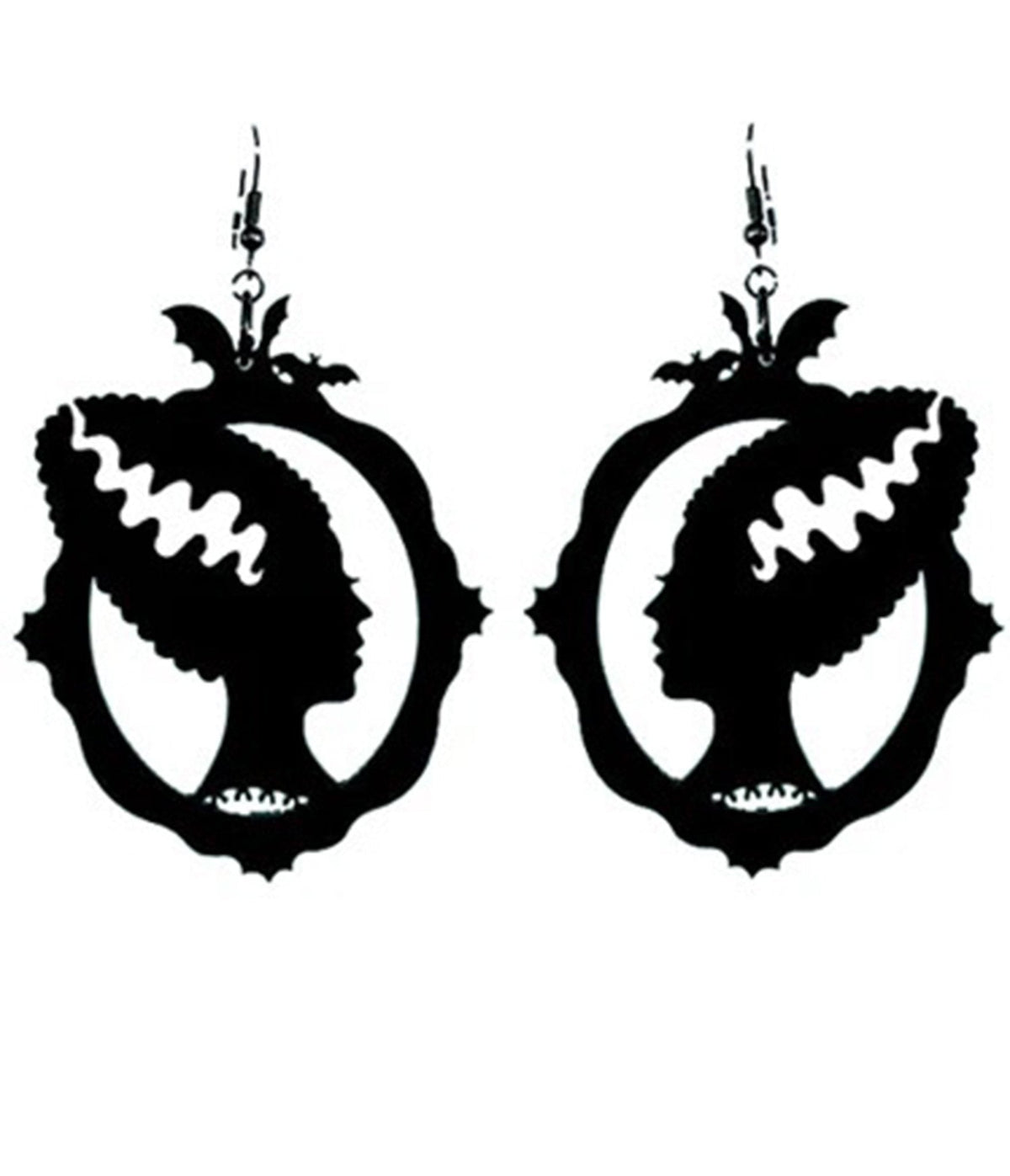 Bonsai Kitten Black Bride of Frankenstein Earrings