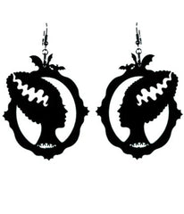 Bonsai Kitten Black Bride of Frankenstein Earrings