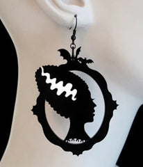 Bonsai Kitten Black Bride of Frankenstein Earrings