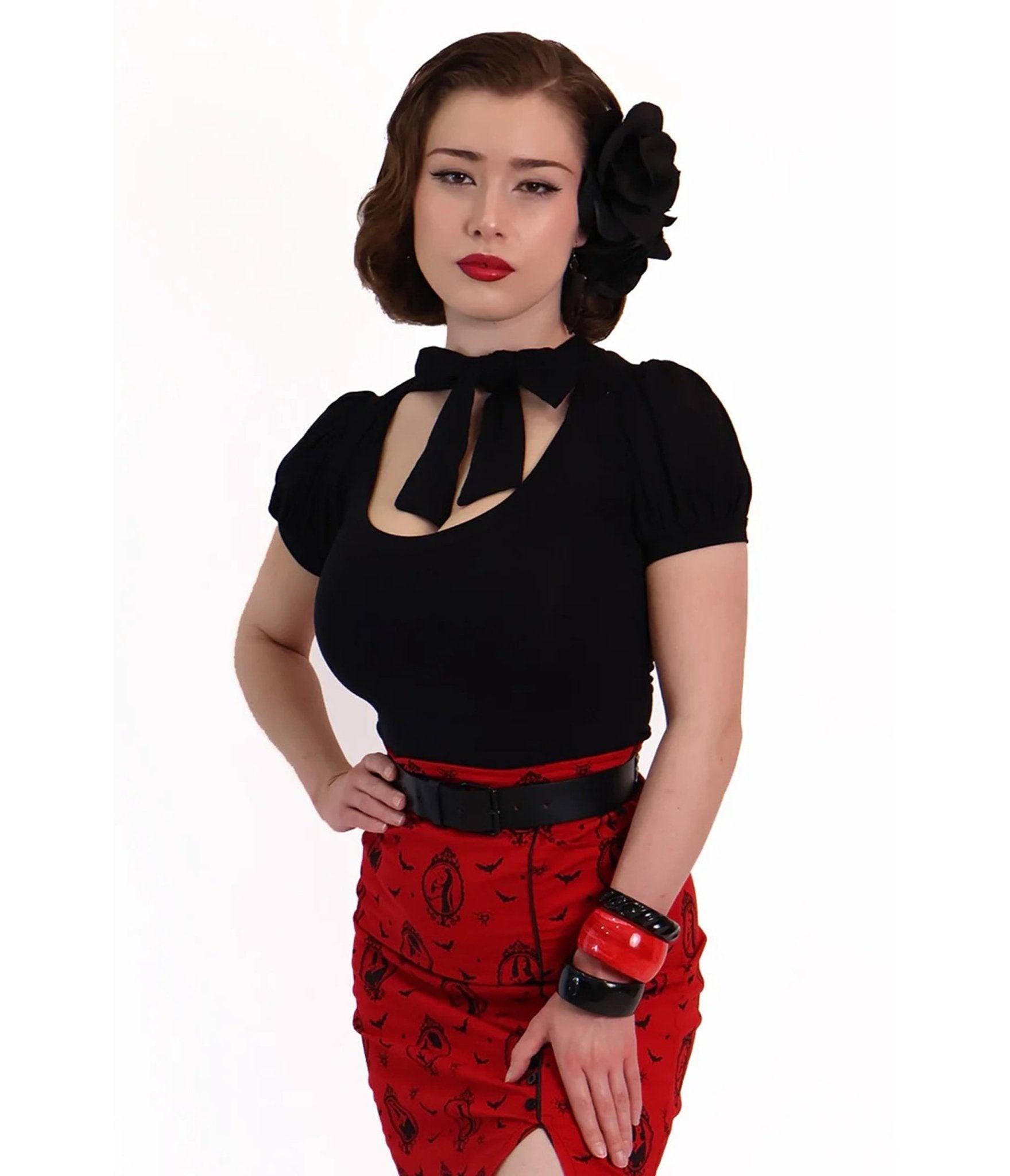 Bonsai Kitten Black Collar Bow Top