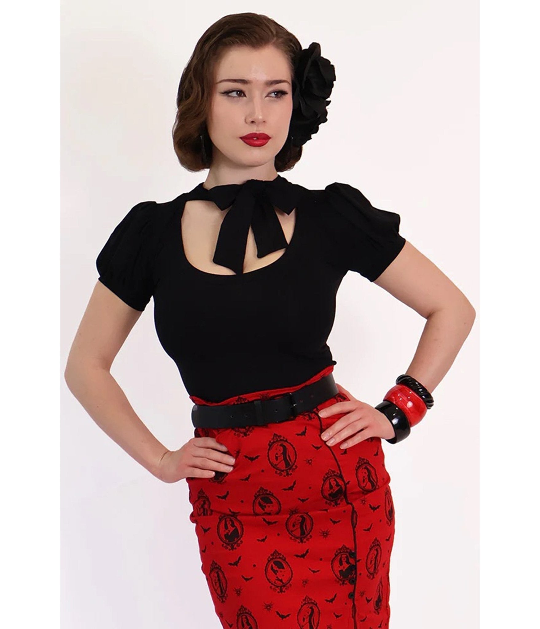 Bonsai Kitten Black Collar Bow Top