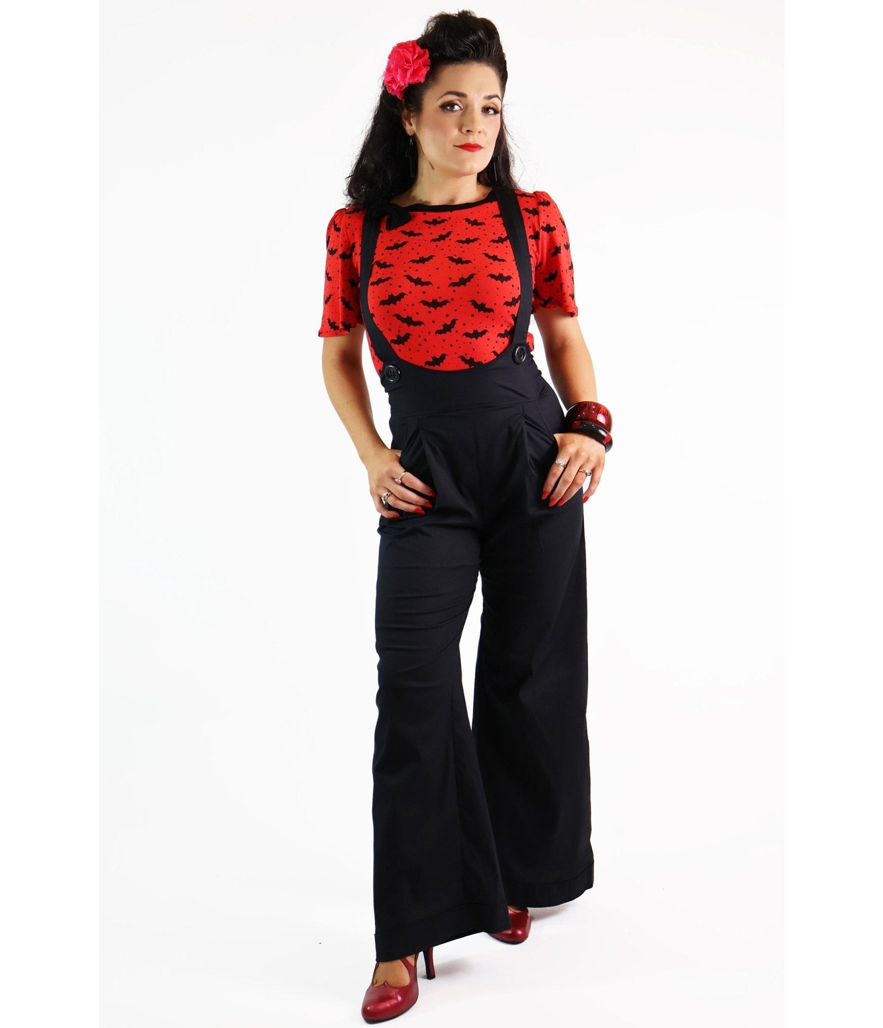 Bonsai Kitten Black Suspender Swing Pants