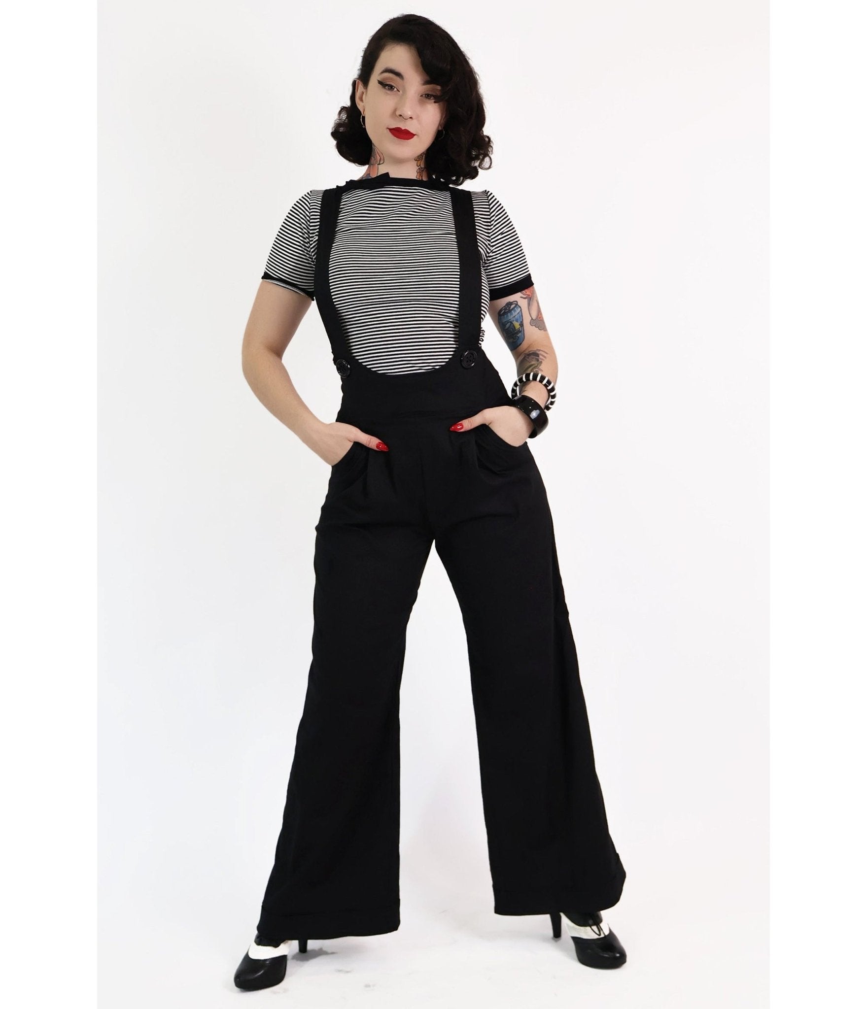 Bonsai Kitten Black Suspender Swing Pants