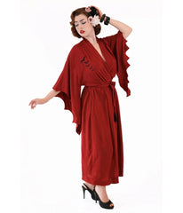 Bonsai Kitten Dark Red Bat Kimono