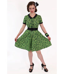 Bonsai Kitten Green Franken-Leopard Print Swing Dress