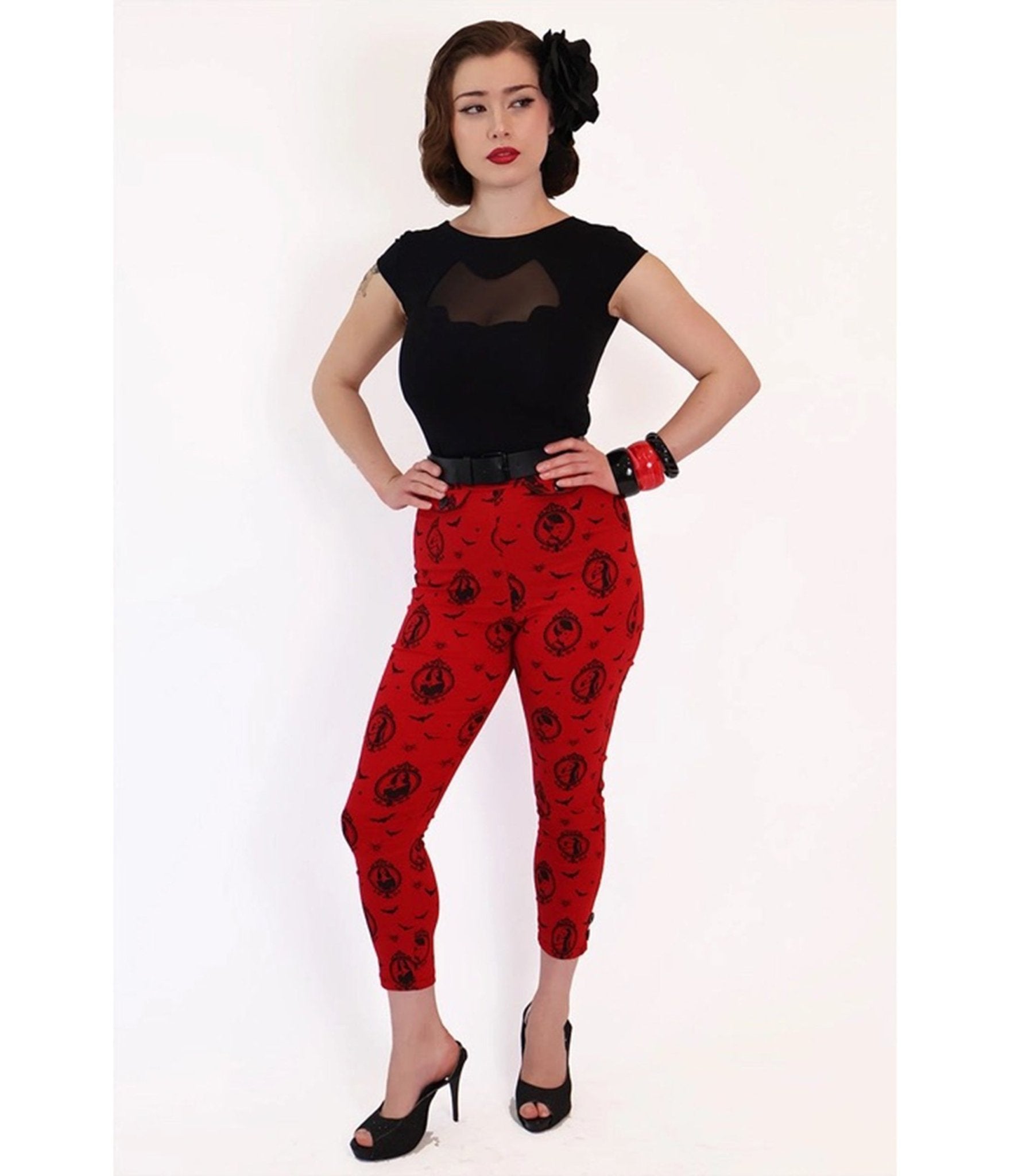 Bonsai Kitten Red Horror Queens Capri Pants