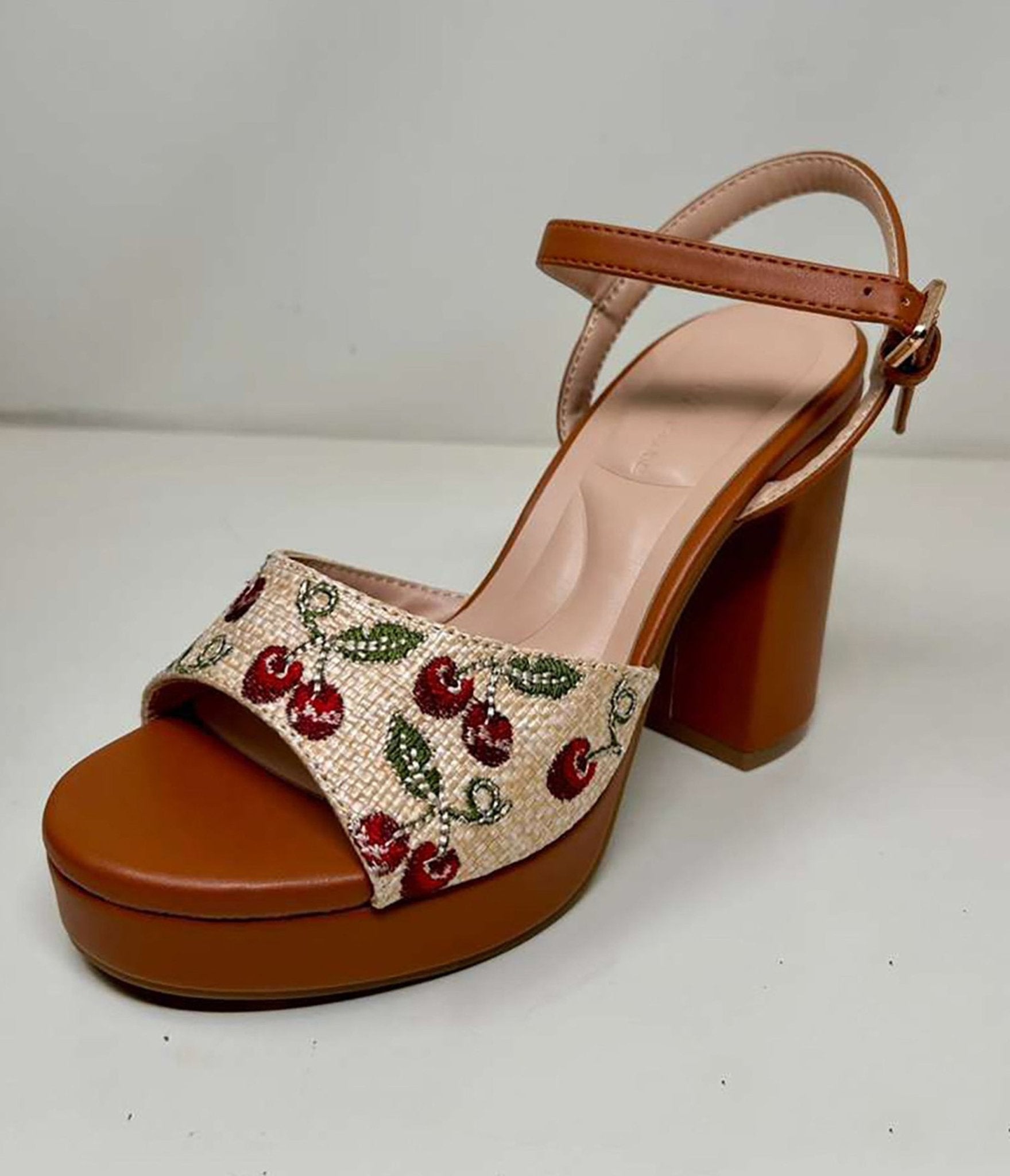 Brown Leatherette Cherry Platforms
