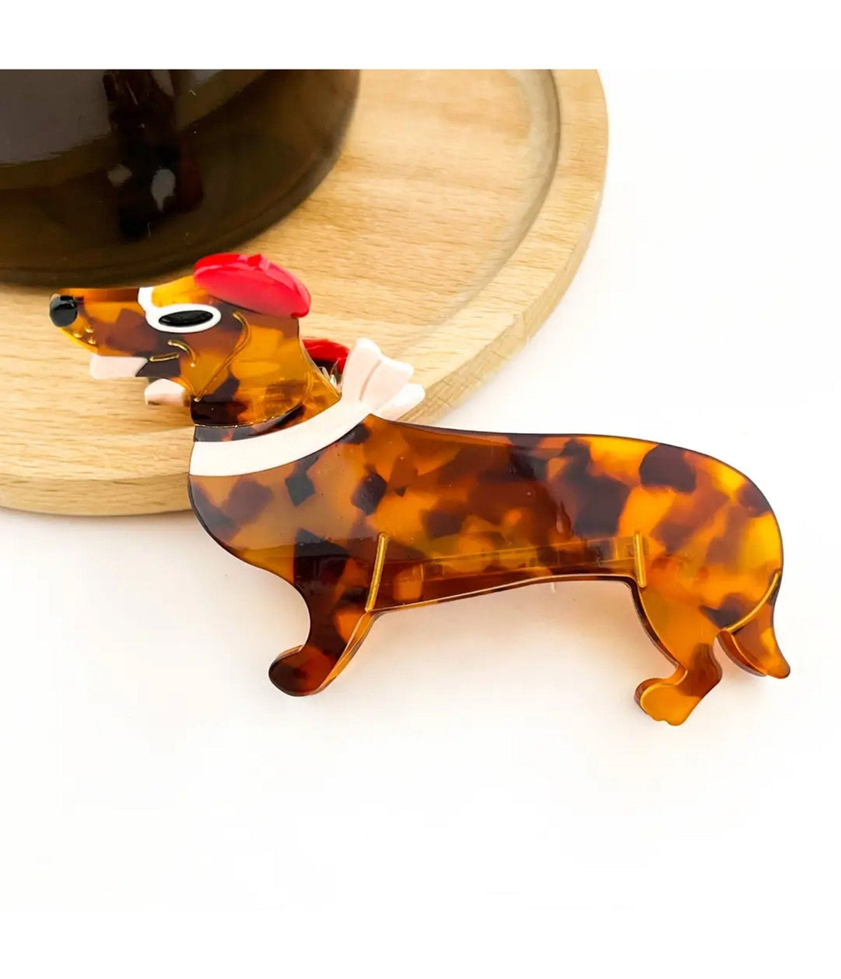 Brown Tortoiseshell Dachshund Hair Claw Clip