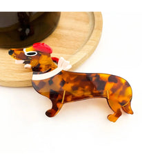 Brown Tortoiseshell Dachshund Hair Claw Clip