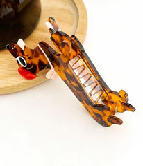 Brown Tortoiseshell Dachshund Hair Claw Clip