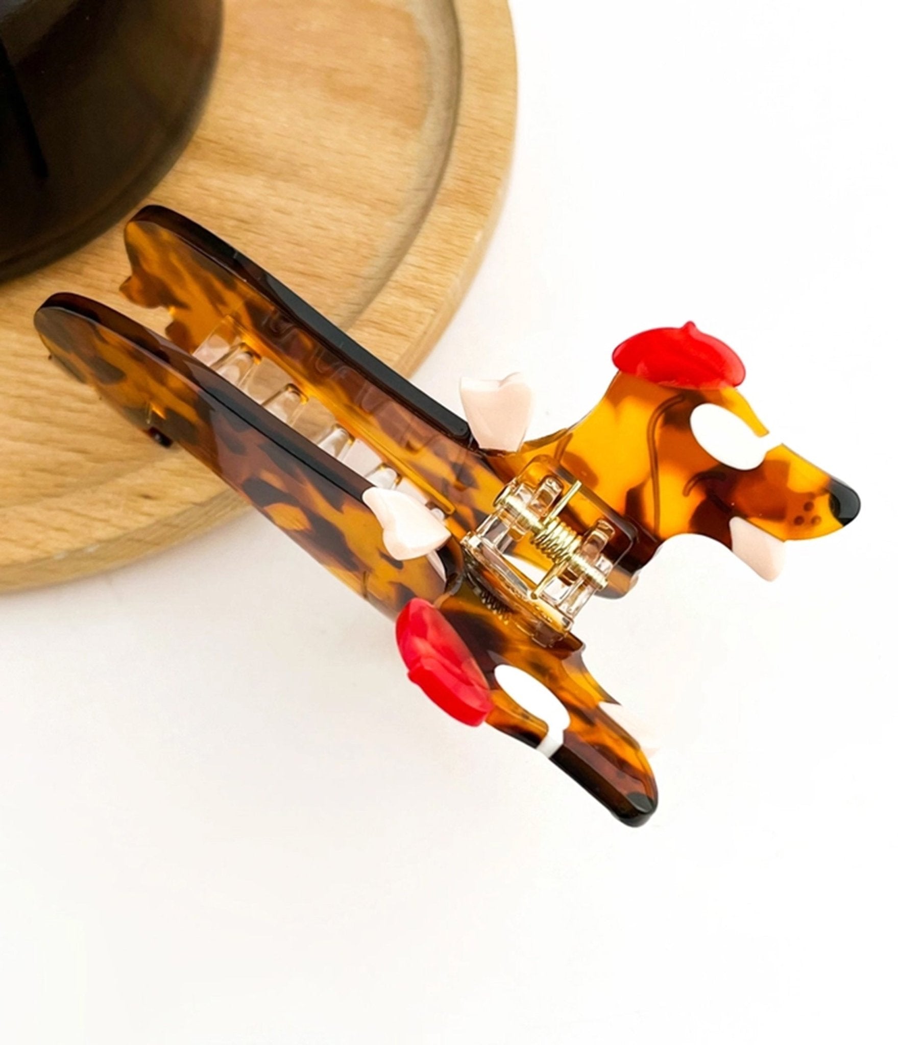 Brown Tortoiseshell Dachshund Hair Claw Clip