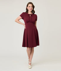 Burgundy Fit & Flare Dress
