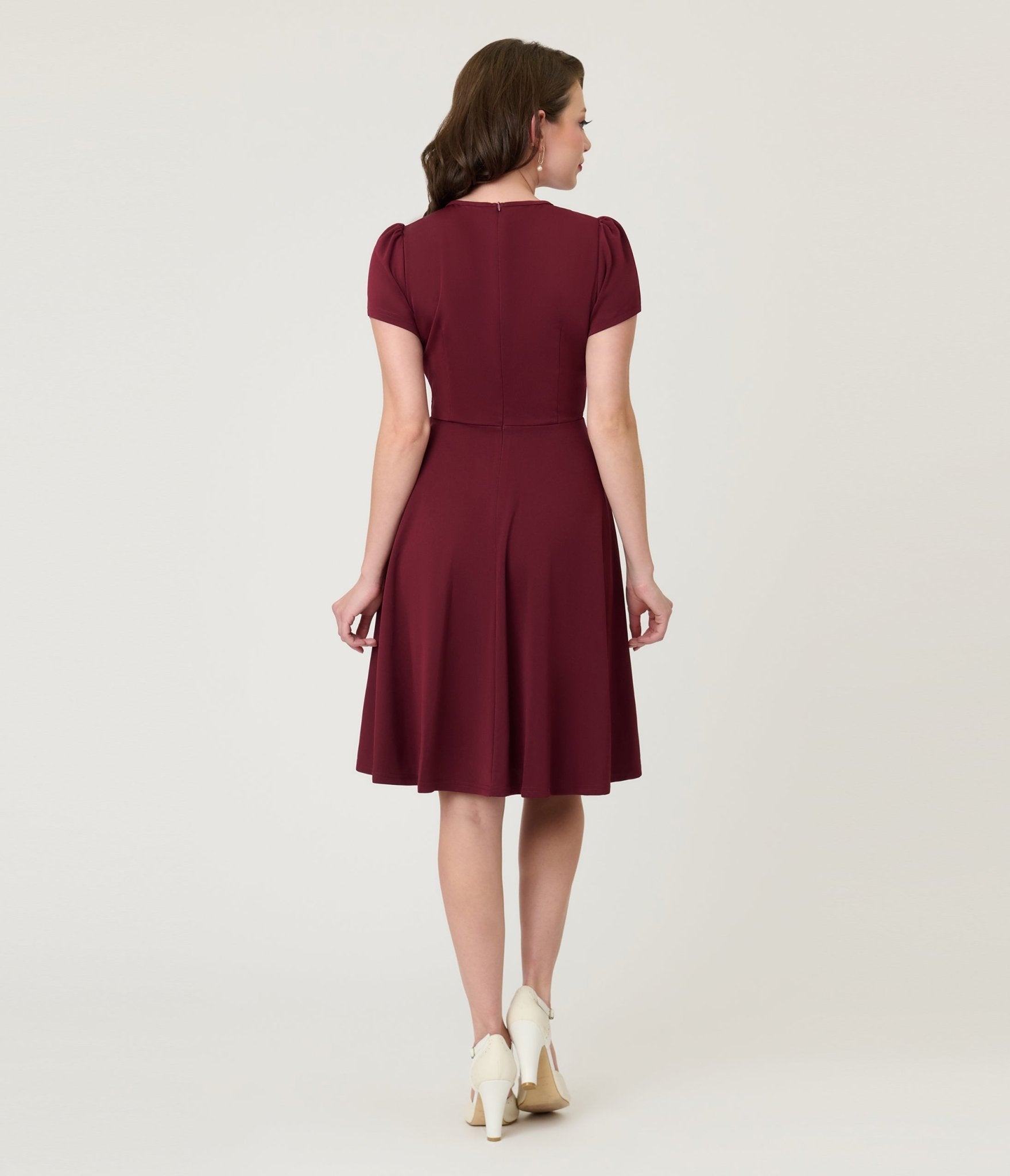 Burgundy Fit & Flare Dress