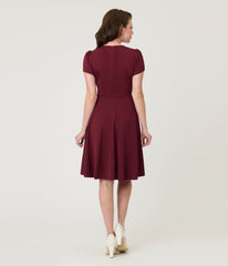 Burgundy Fit & Flare Dress