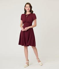 Burgundy Fit & Flare Dress