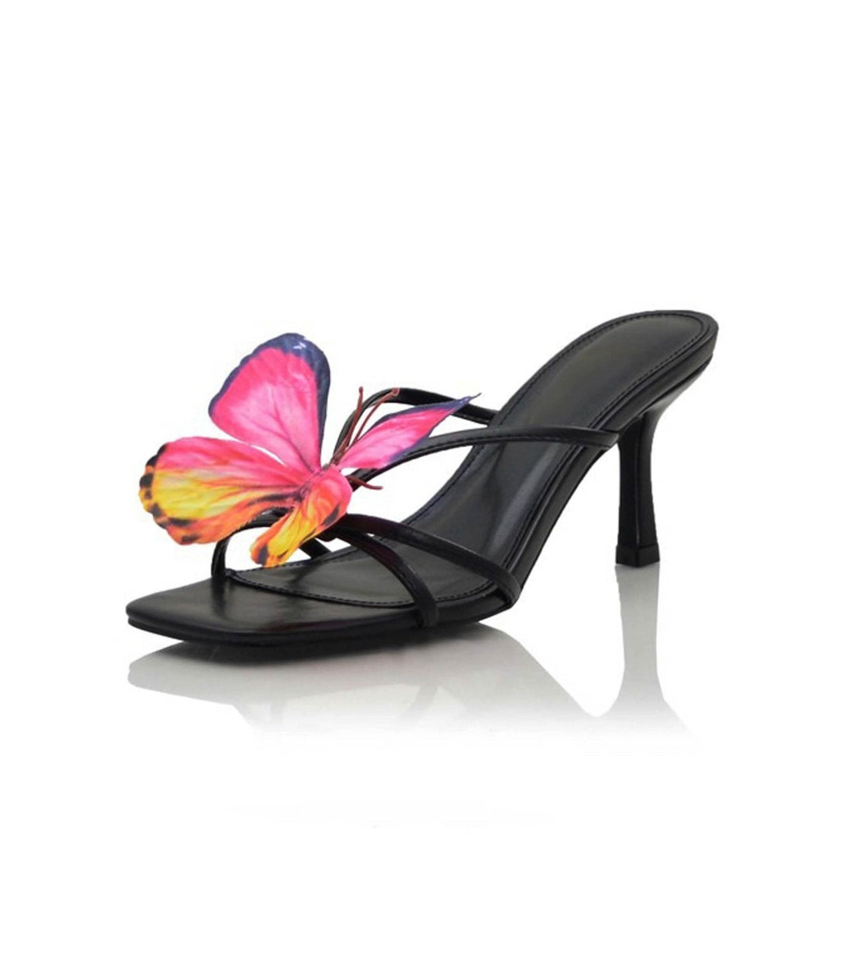 Butterfly Black Sandal Heels