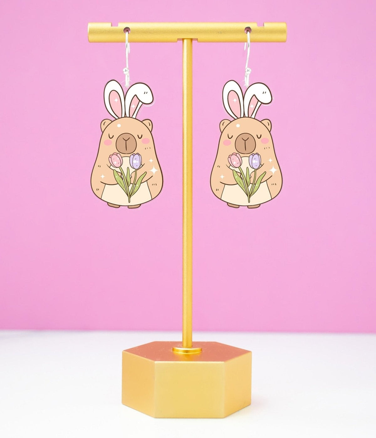 Capybara Easter Bunny Earrings