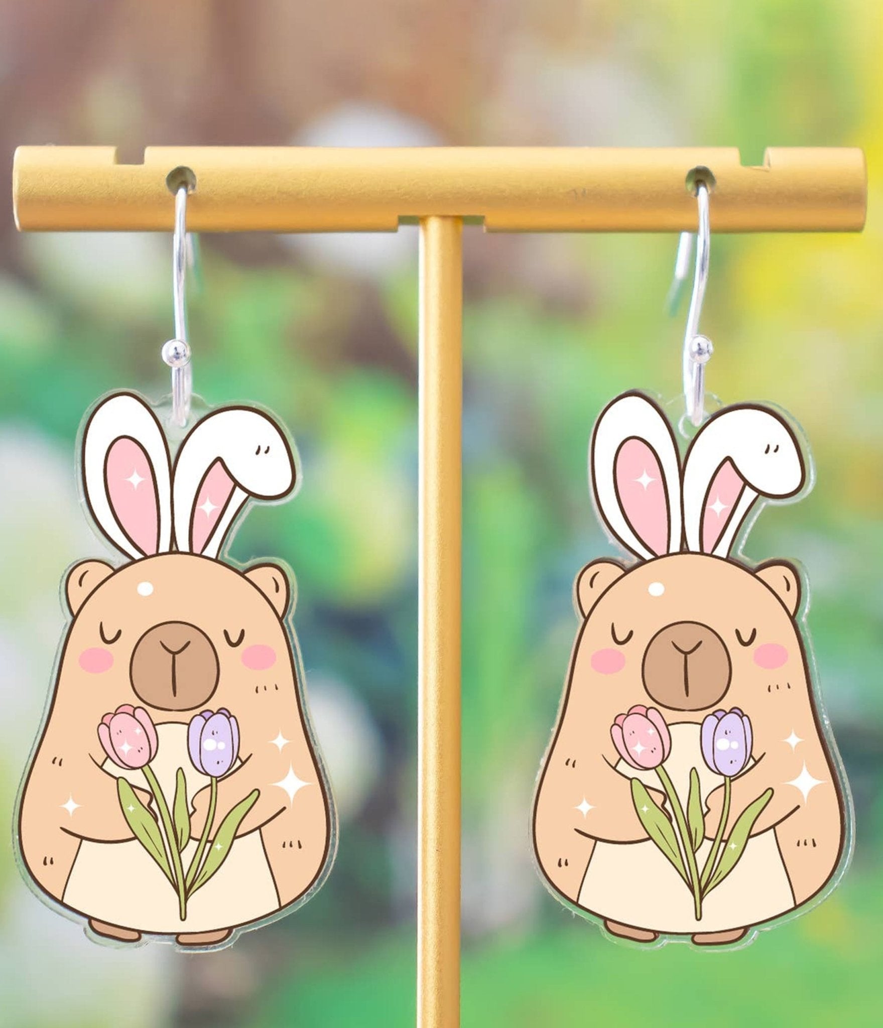 Capybara Easter Bunny Earrings