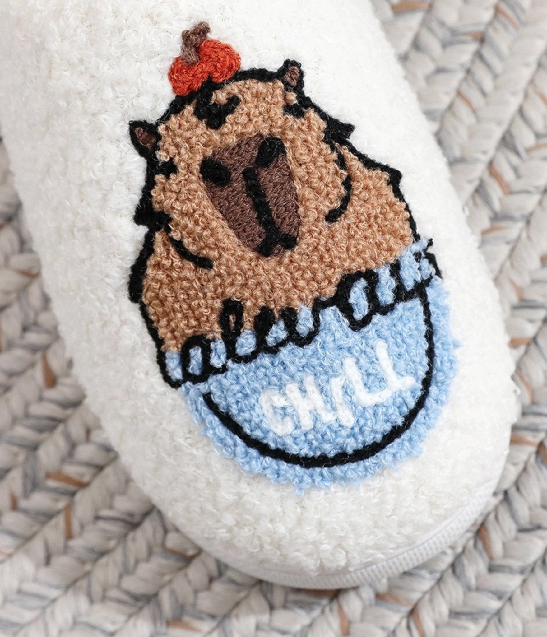 Capybara Embroidered Cotton Slippers