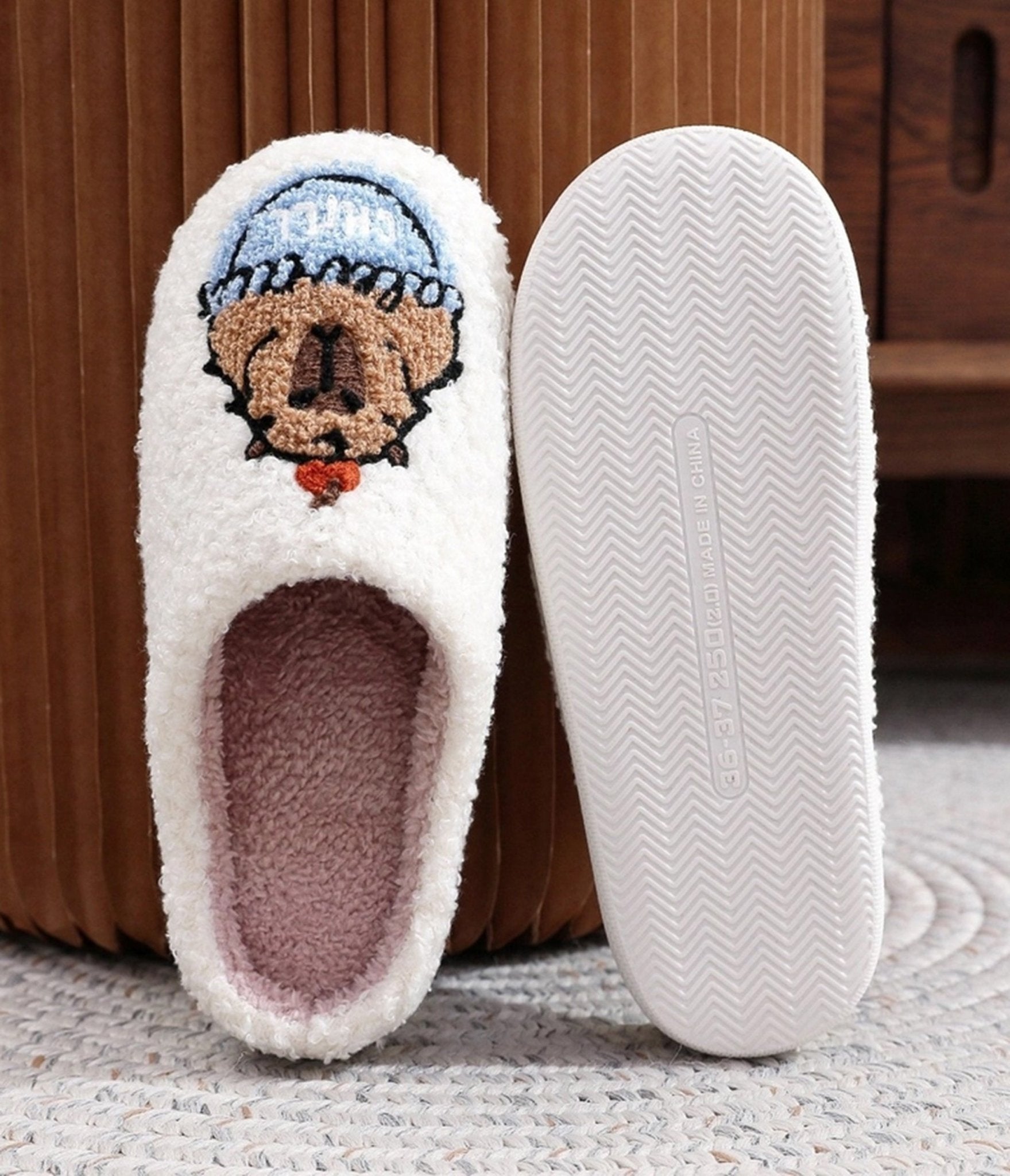 Capybara Embroidered Cotton Slippers