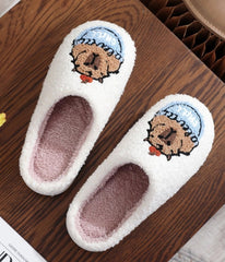 Capybara Embroidered Cotton Slippers