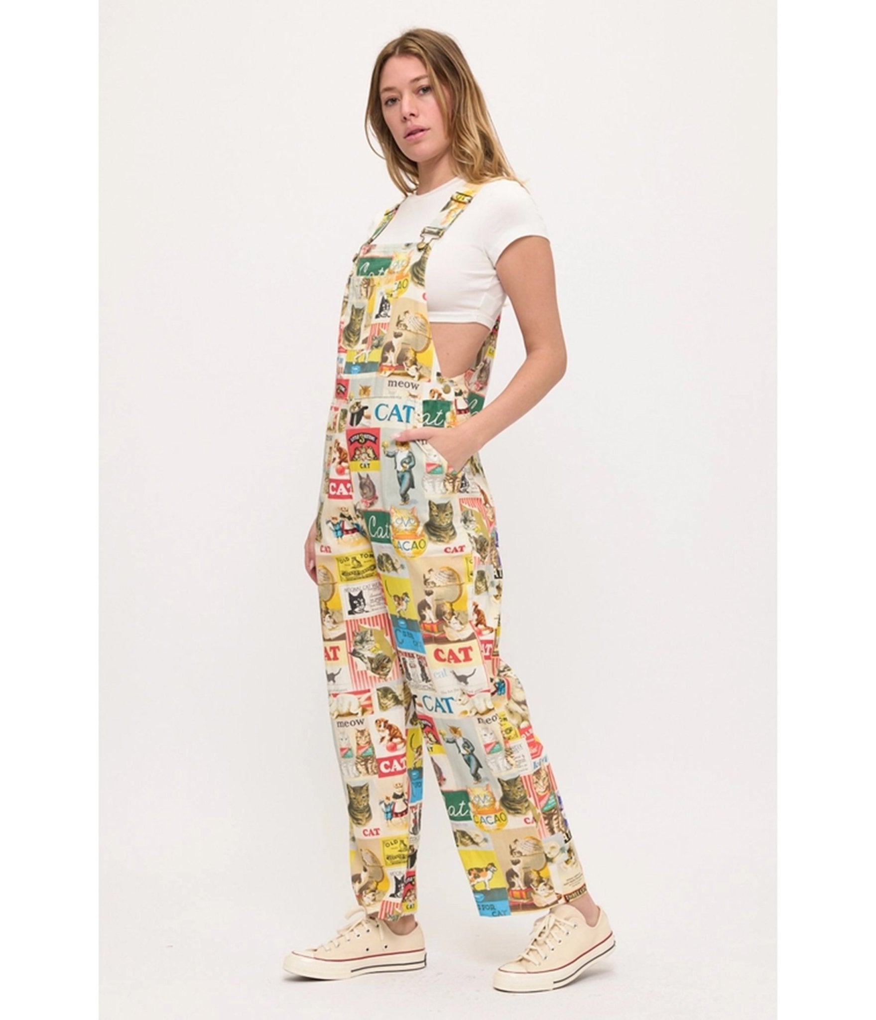 Cat Collage Printed Overalls