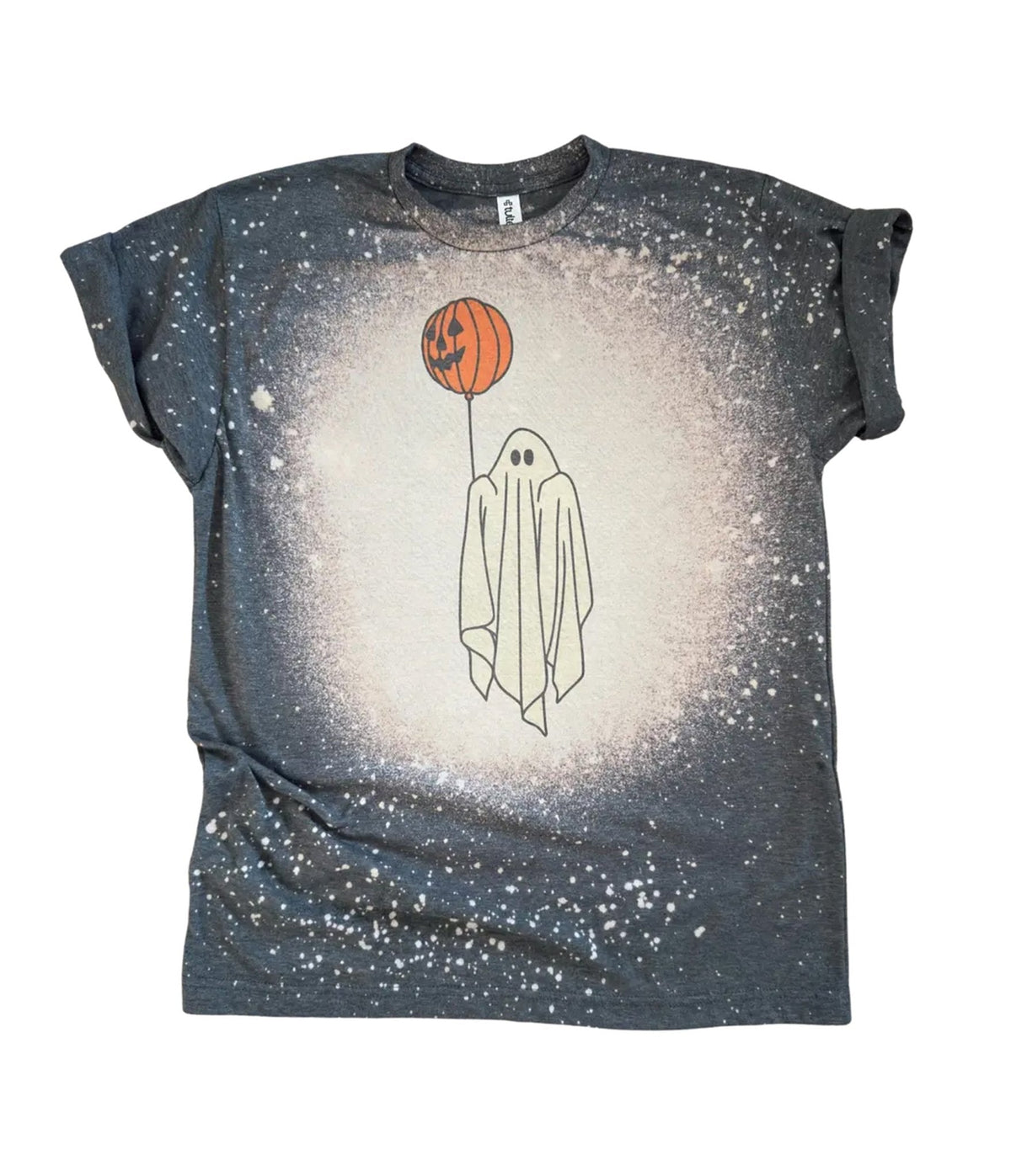 Charcoal Bleached Ghost & Pumpkin Graphic Tee