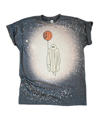 Charcoal Bleached Ghost & Pumpkin Graphic Tee