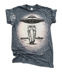 Charcoal Bleached UFO Ghost Graphic Tee