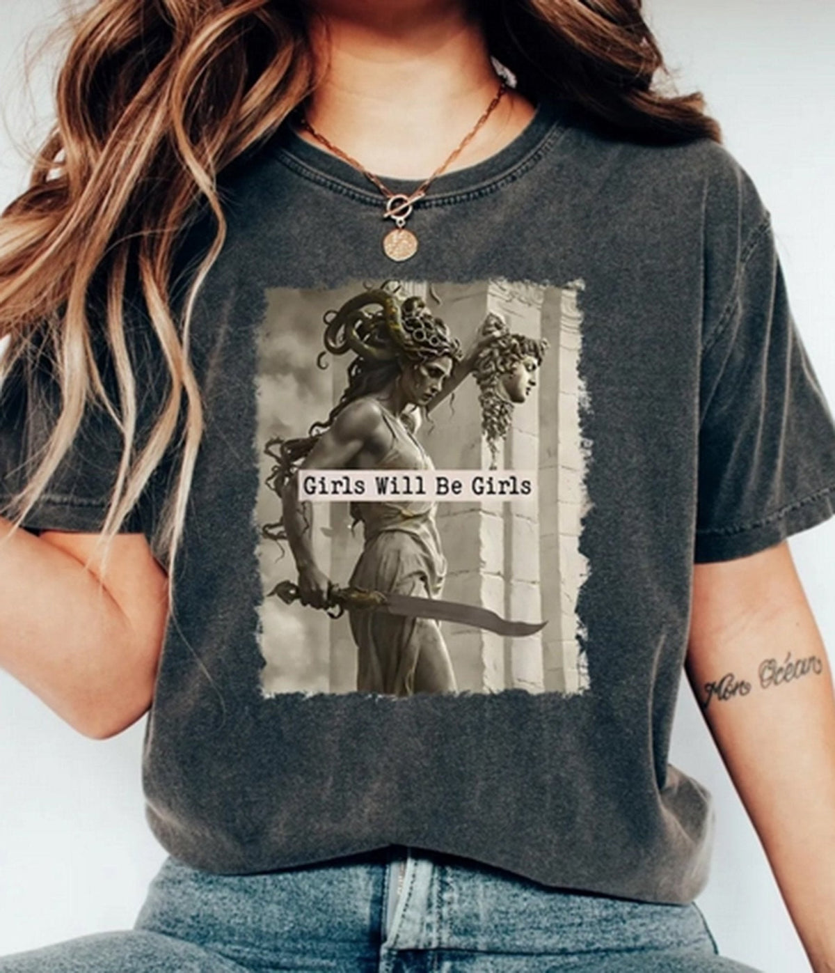 Charcoal Girls Will Be Girls Mythology Graphic Tee