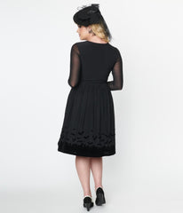 Collectif Black Mesh Bat Border Swing Dress