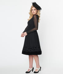 Collectif Black Mesh Bat Border Swing Dress