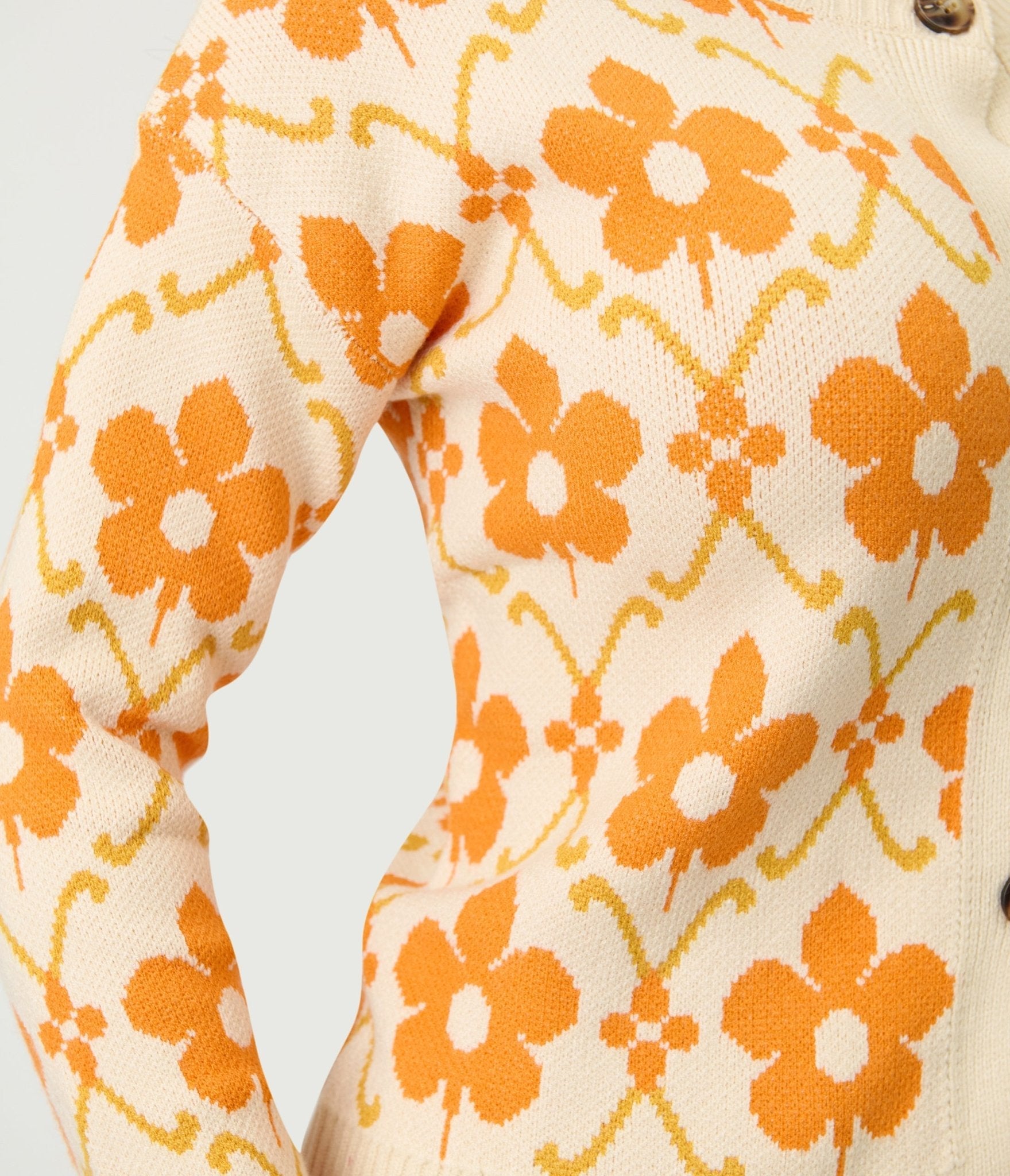 Cream & Orange Floral Cardigan