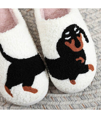 Dachshund Embroidered Cotton Slippers