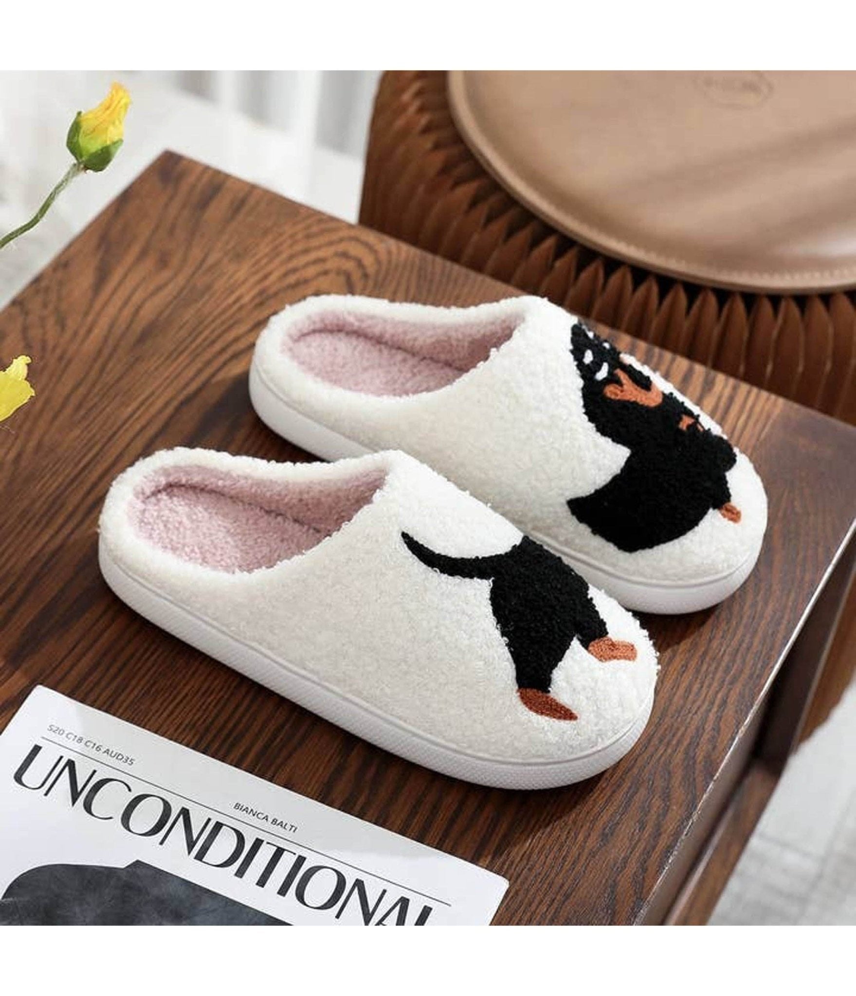 Dachshund Embroidered Cotton Slippers
