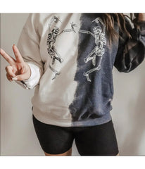 Dancing Skeletons Tie Dye Graphic Sweatshirt