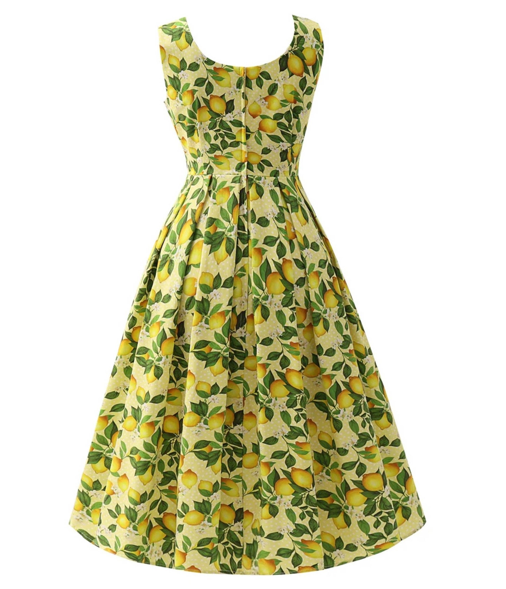 Dolly & Dotty Yellow Polka Dot Lemon Print Ophelia Swing Dress